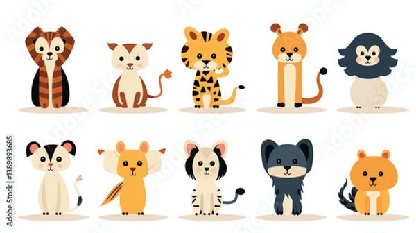 Fototapeta Adorable Safari Animals - Pig, Cat, and Dog in Lush Jungle Environment