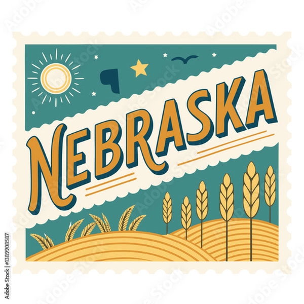 Fototapeta Nebraska Postage Stamp Vector
