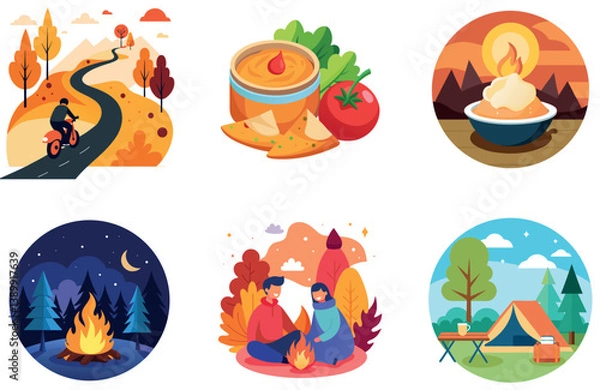 Fototapeta Camping Fun. A Bundle of Rustic and Competitive Collection Stickers