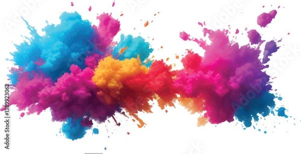 Fototapeta Vibrant Watercolor Splash and Brush Strokes, Imbuing the Canvas with Colorful and Bold Stains, Splashes, and Streaks, All Set Against a Clean White Background for a Contemporary and Artistic Flair.
