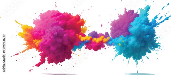 Fototapeta Vibrant Watercolor Splash and Brush Strokes, Imbuing the Canvas with Colorful and Bold Stains, Splashes, and Streaks, All Set Against a Clean White Background for a Contemporary and Artistic Flair.
