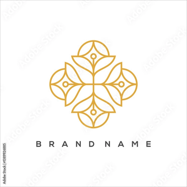 Obraz line art plant and person ornament logo vector