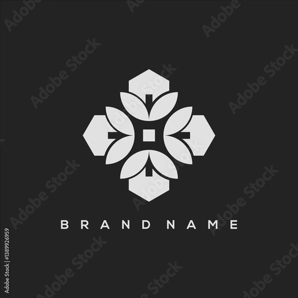 Obraz house with leaves and flowers ornament logo vector