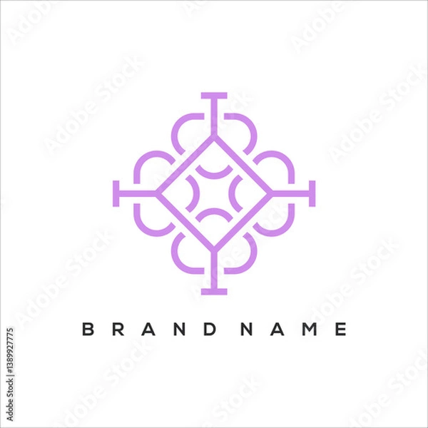 Obraz line art tree ornament logo vector