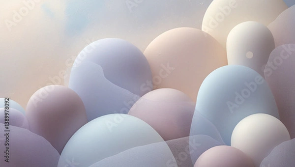 Obraz Minimalistic abstract art with soft geometric shapes and a muted color palette