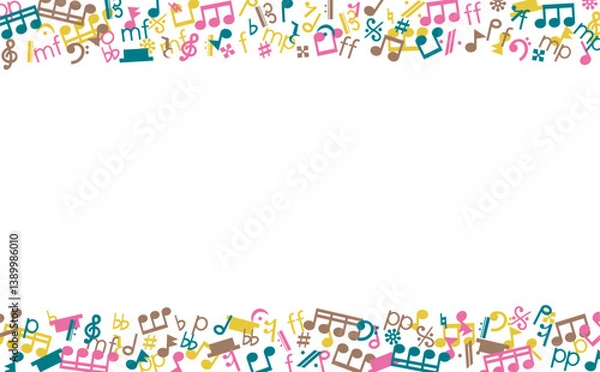 Obraz 音楽記号の横長フレーム（ビビッド）