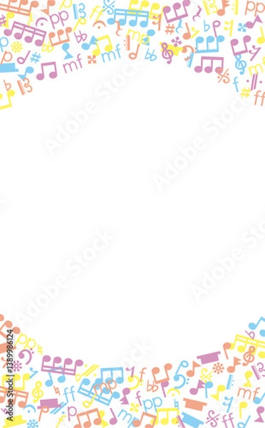 Fototapeta 音楽記号の上下フレーム（パステルカラー）