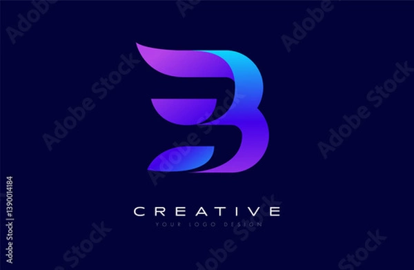 Fototapeta B letter Logo design. Trendy modern B icon concept vector shape