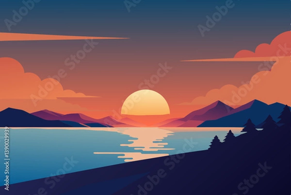 Fototapeta sunset in the mountains