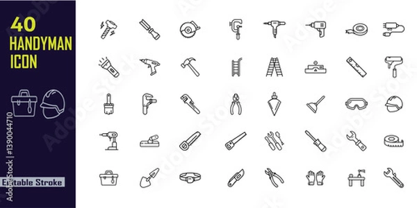 Fototapeta Handyman Tools & Services Icon Set – High-Quality Vector Icons for Home Improvement