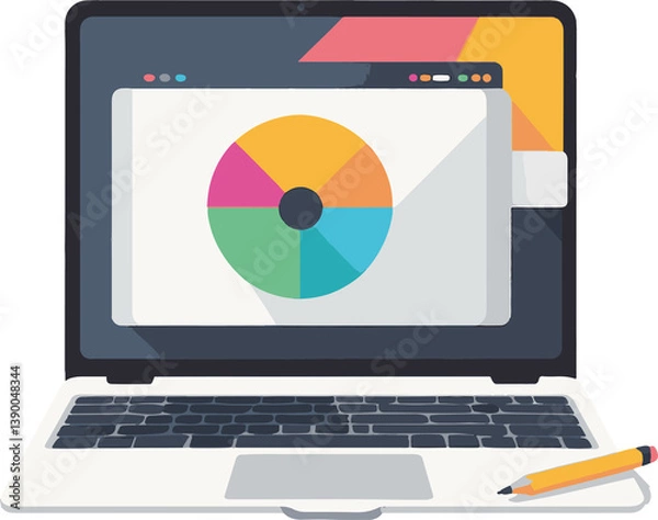 Fototapeta Laptop with Color Wheel — Design App Icon