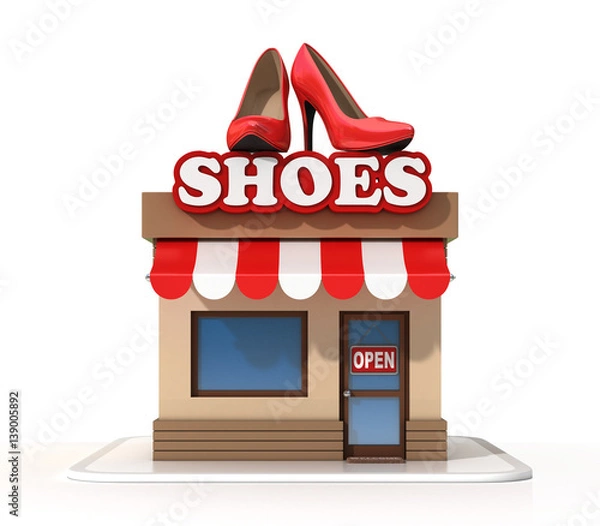 Fototapeta Shoe store 3d rendering