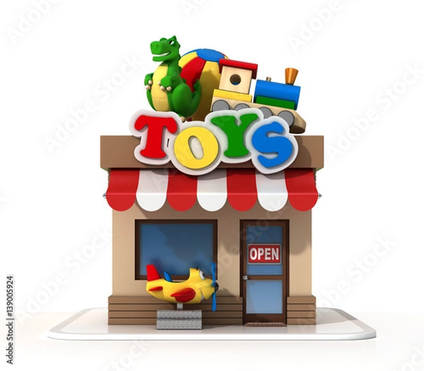 Fototapeta Toy shop mini store 3d rendering