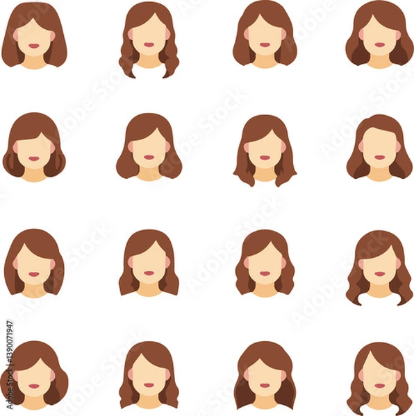 Fototapeta Set of Female Avatars with Different Hairstyles