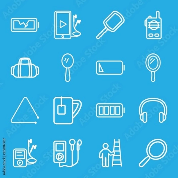 Fototapeta Set of 16 portable outline icons