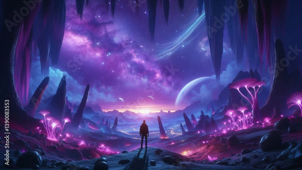 Fototapeta The man on the mysterious planet