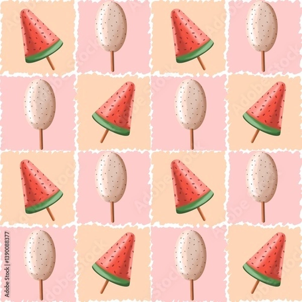 Obraz Seamless pattern with ice cream. Summer pattern.