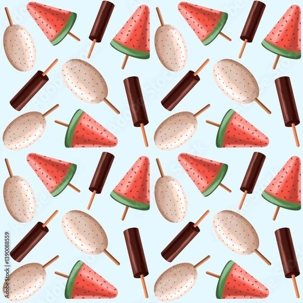 Obraz Seamless pattern with ice cream. Summer pattern.