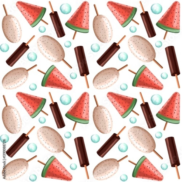 Obraz Seamless pattern with ice cream. Summer pattern.