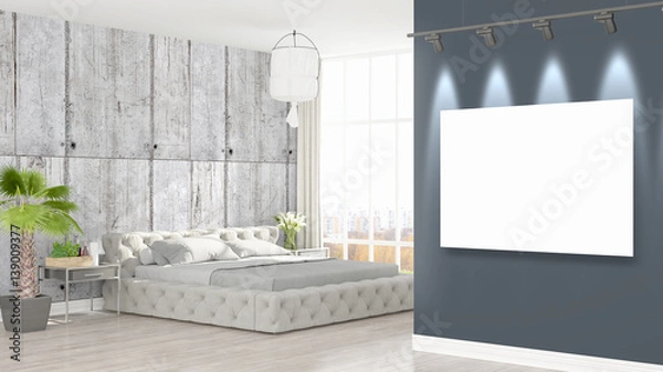 Fototapeta Modern interior with empty frame . 3D rendering