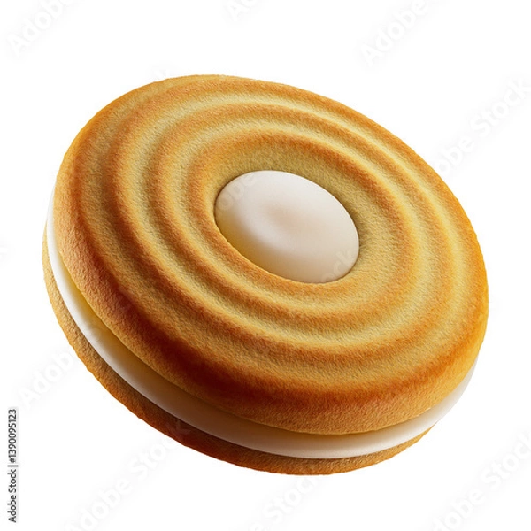 Obraz Sandwich cookies with milk cream. 3d illustration. Isolated on white background.	