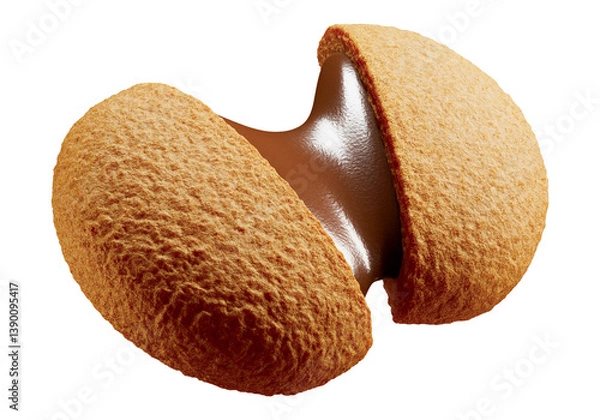 Obraz Delicious chocolate cream filled cookies. isolated white background. 3d illustration
