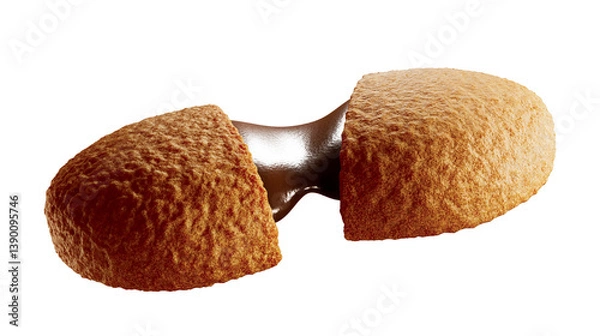 Obraz Delicious chocolate cream filled cookies. isolated white background. 3d illustration