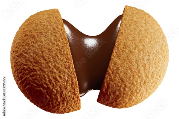 Obraz Delicious chocolate cream filled cookies. isolated white background. 3d illustration