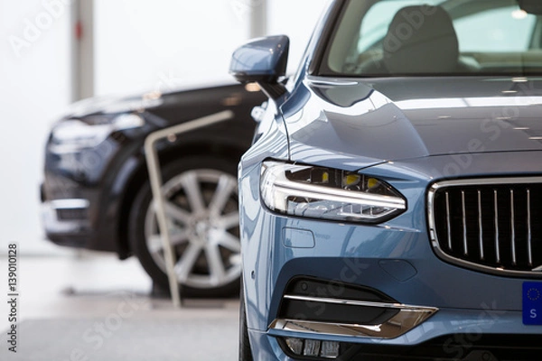 Obraz New blue car on autosalon