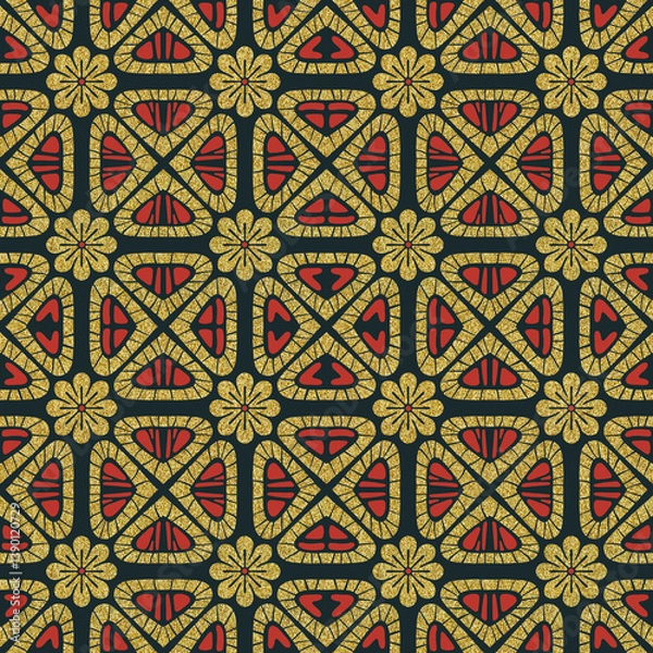Fototapeta Art Nouveau Seamless repeating tile geometric decorative pattern