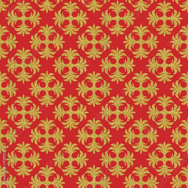 Fototapeta Gold art nouveau repeating motif seamless pattern