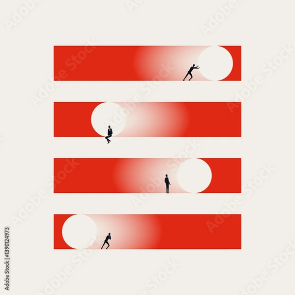 Fototapeta Business and capitalism vector concept. Symbol of corporate career, teamwork, success. Minimal design eps10 illustration.