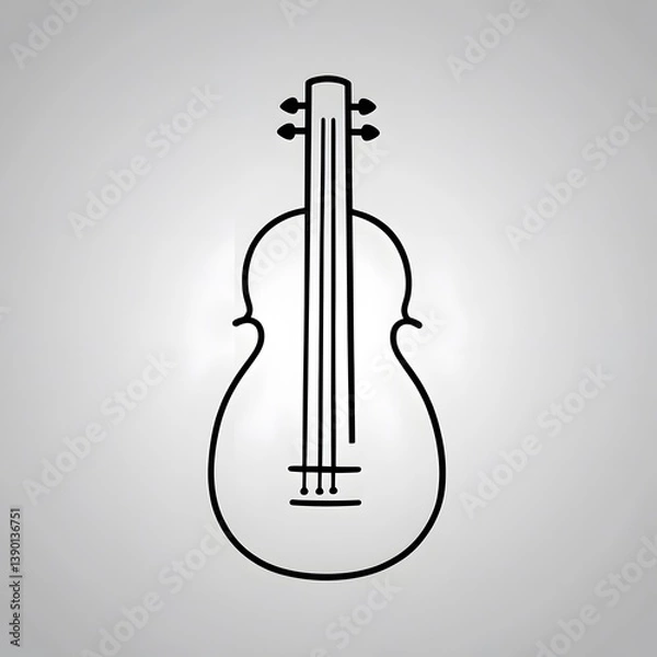 Fototapeta A black and white drawing of a violin
