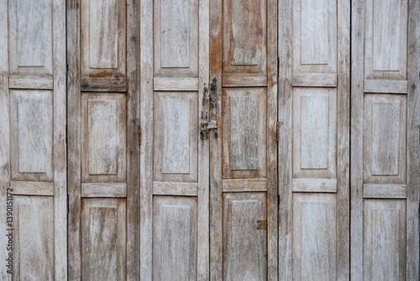 Fototapeta Weathered wooden doors rustic setting photography architectural detail close-up textured surfaces