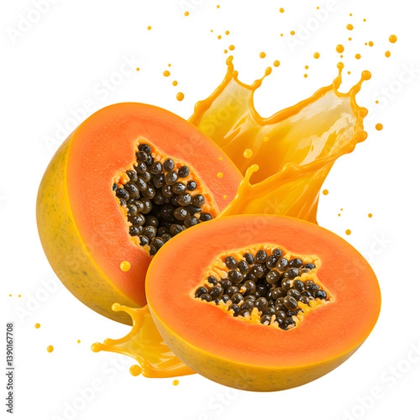 Fototapeta Fresh Papaya with Splash Effect1