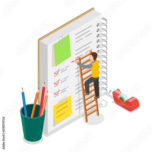 Obraz 3D Isometric Flat Vector Illustration of Planning Schedule, Appointment, Calendar Application. Item 1