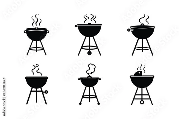 Fototapeta bbq grill smoke vector art silhouette