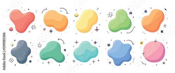 Fototapeta ten colorful abstract blobs: a playful and vibrant element collection