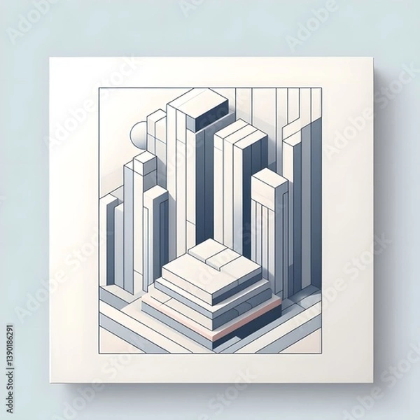 Fototapeta vector illustration of  building drawn on canvas