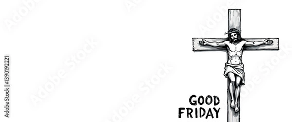 Fototapeta grayscale of jesus christ on the for good friday