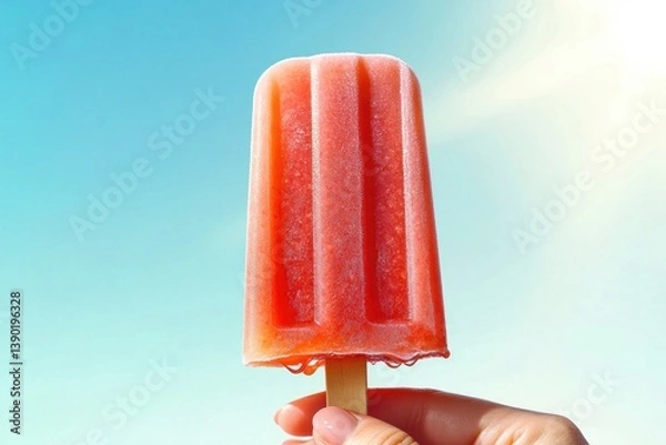 Obraz Bright popsicle held against clear blue sky radiates summer vibe
