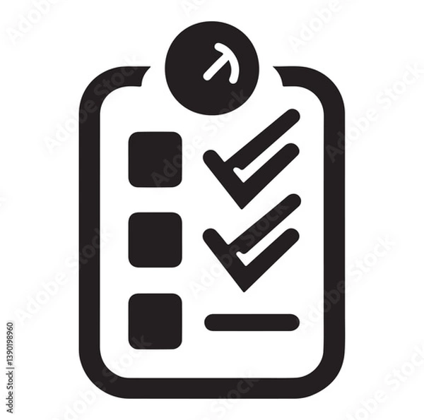 Obraz Minimal Checklist logotype, to-do list with checkmarks icon Silhouettes Vector Icon.