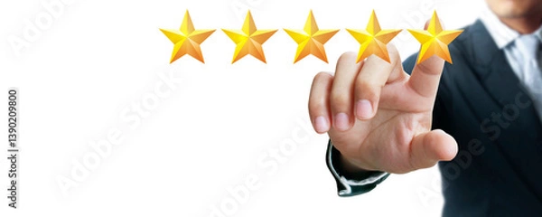 Fototapeta Businessman evaluating customer feedback office environment digital content professional perspective customer satisfaction