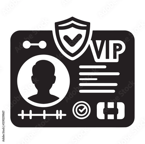 Fototapeta Minimal Vip profile verification ID card icon outlined vector collection.
