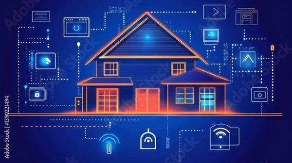 Fototapeta Touch screen security panel showing all zones secure in smart home