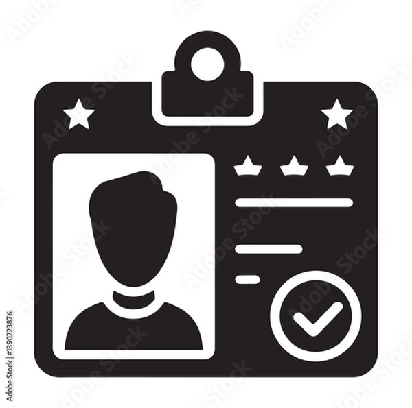 Fototapeta Minimal Vip profile verification ID card icon outlined vector collection.