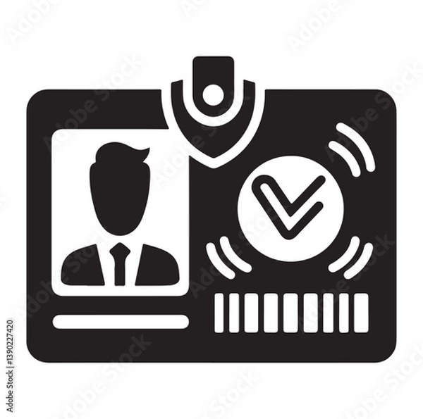 Fototapeta Minimal Vip profile verification ID card icon outlined vector collection.