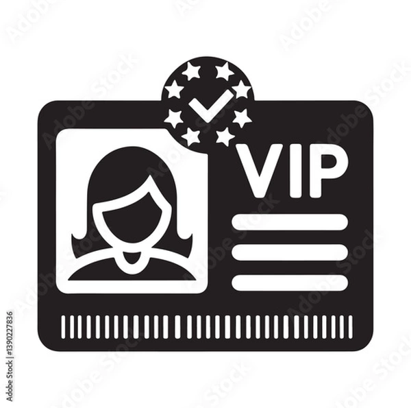 Fototapeta Minimal Vip profile verification ID card icon outlined vector collection.