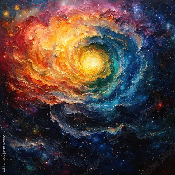 Fototapeta Galactic swirl action cosmic scene digital art vibrant colors abstract universe visual concept
