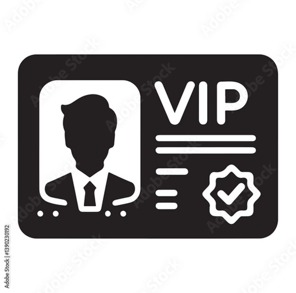 Fototapeta Minimal Vip profile verification ID card icon outlined vector collection.